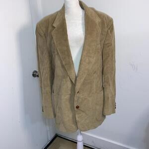 Giy Larouche Paris Corduroy Blazer 43 Regular Tan Woodlook‎ Buttons